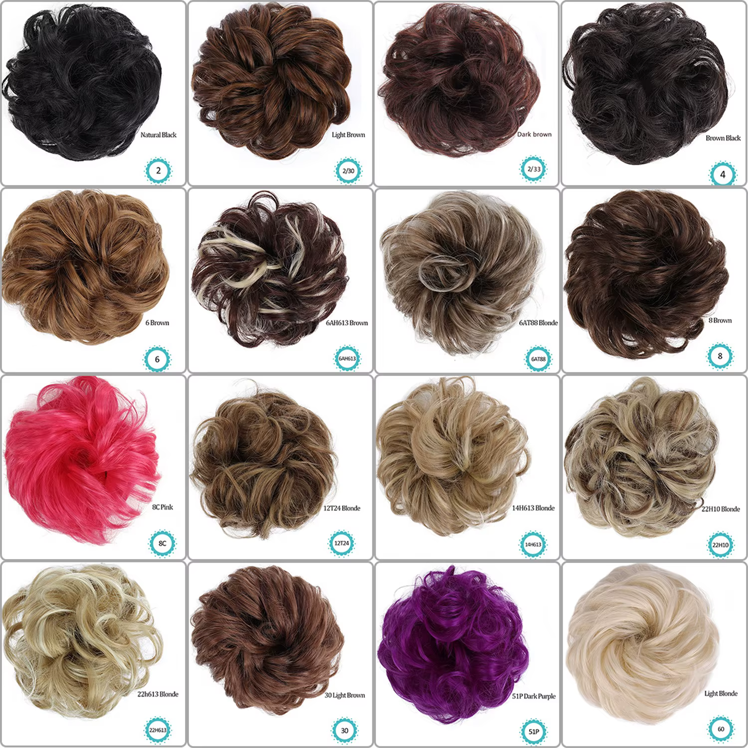 Allaosify Chignon synthétique femme naturel bouclé désordre Chignon postiches Extensions de cheveux