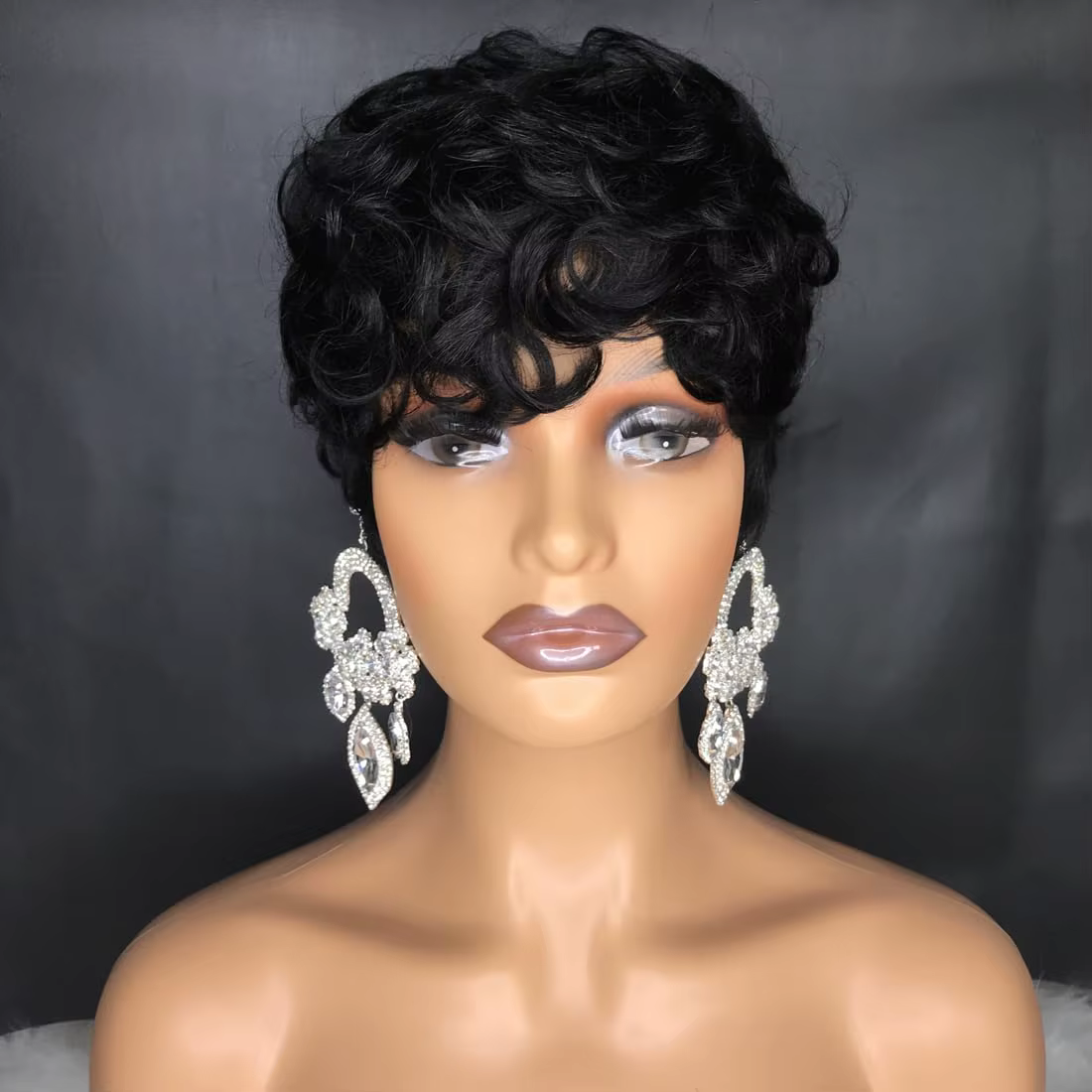 Perruques courtes Pixie pour femmes noires perruques courtes noires bouclées Pixie perruques de chev