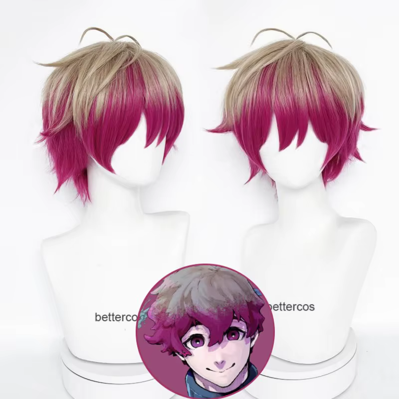 Alexis Ness Cosplay perruque bleu serrure courte lin Rose rouge perruque Cosplay Anime Cosplay perru