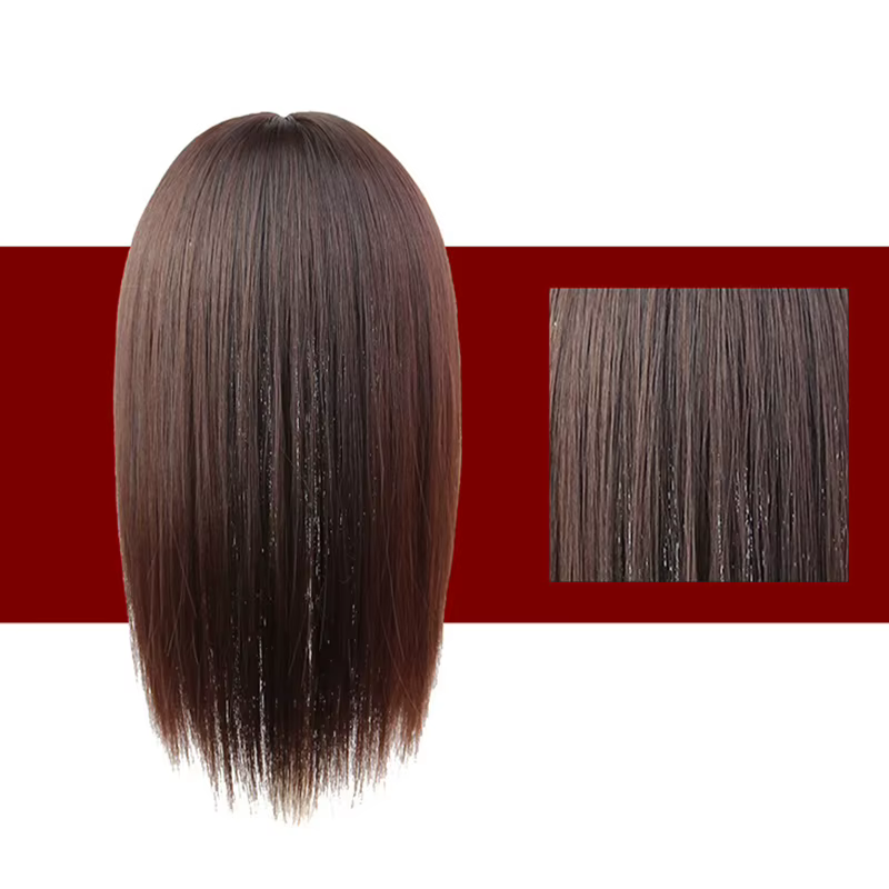 25 cm perruque pièce cheveux raides Toppers postiche anti-dérapant pince en femmes frange frange Ext
