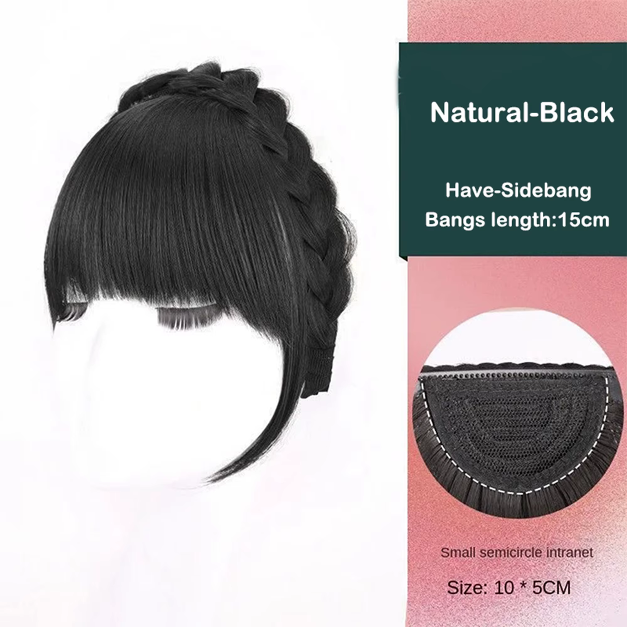 Extensions de franges synthétiques à bandeau, faux cheveux à franges droites avec côtés longs pour f