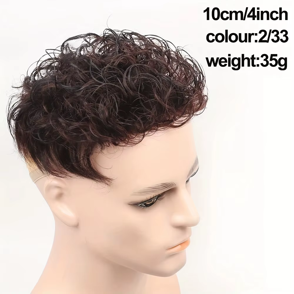 Perruque courte ondulée bouclée 100% cheveux humains pour hommes, aspect naturel respirant, légère p