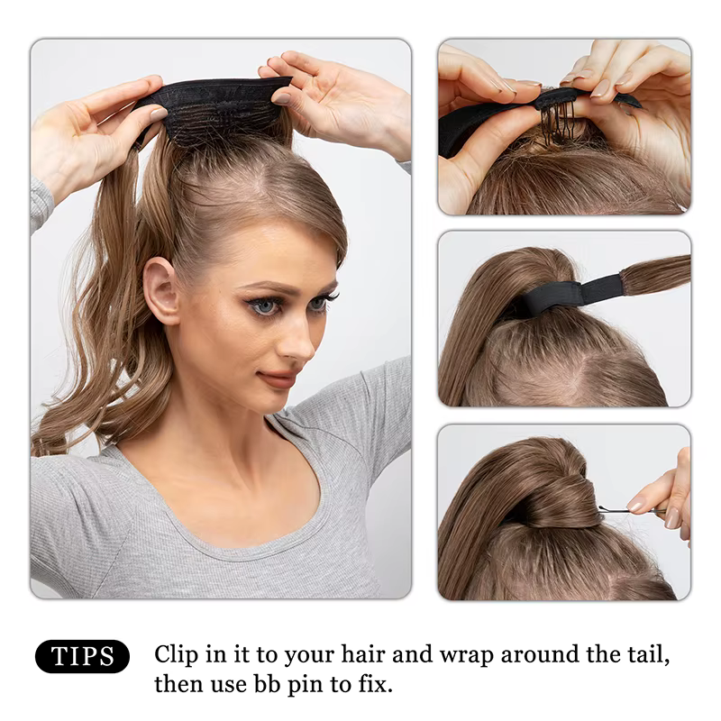 Extension capillaire synthétique longue et ondulée, queue de cheval bouclée à Clip, faux postiche en
