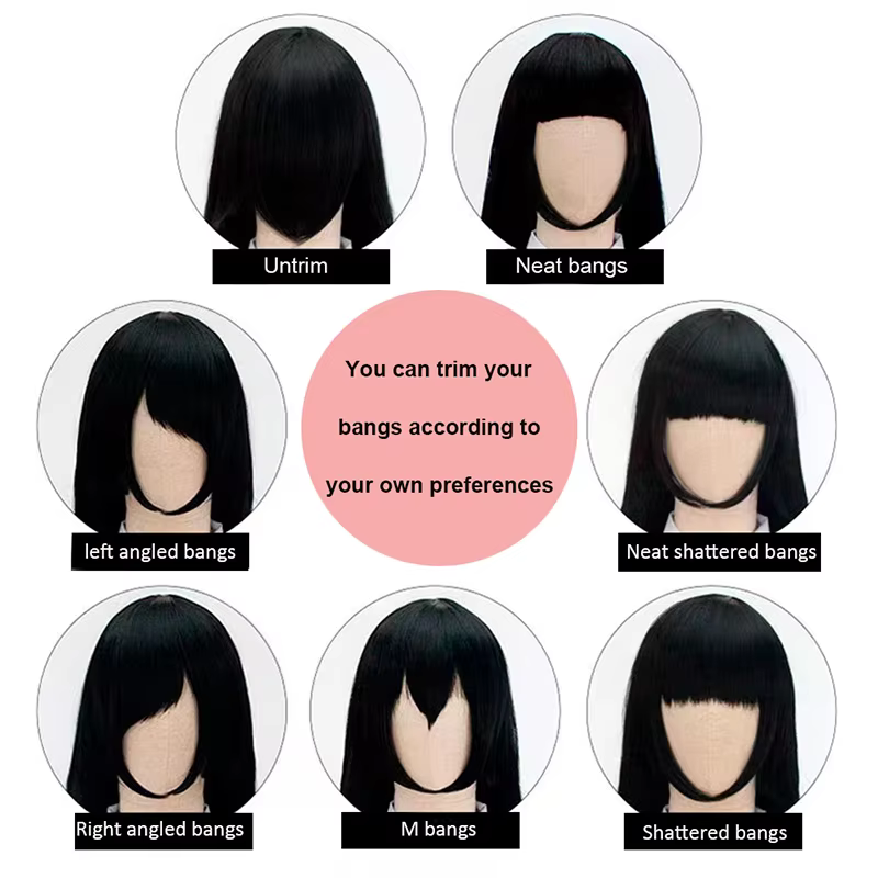 Snoya 35 cm synthétique court bob cheveux raides avec frange variable Lolita rose vert blond rouge c