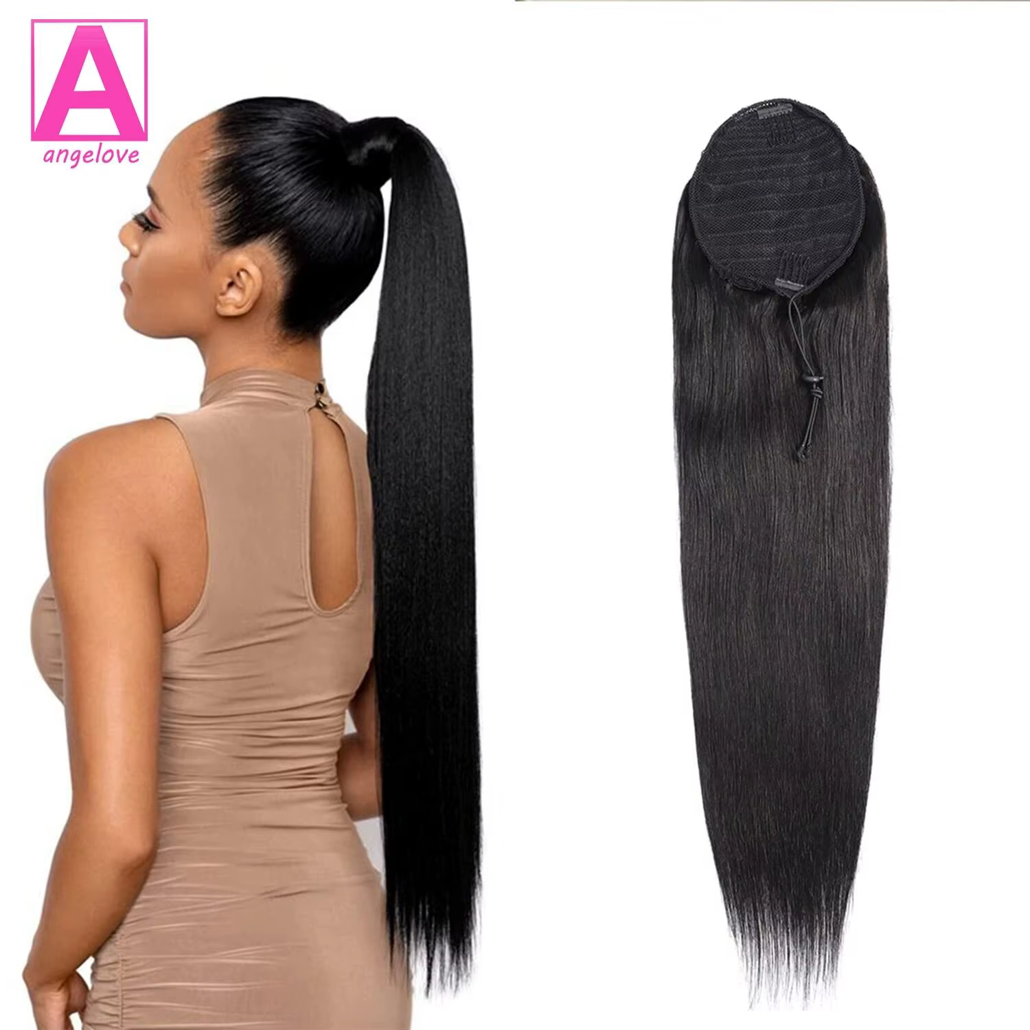 Queue de cheval Extensions de cheveux humains avec pince 10 "-26" 100 grammes couleur naturelle droi