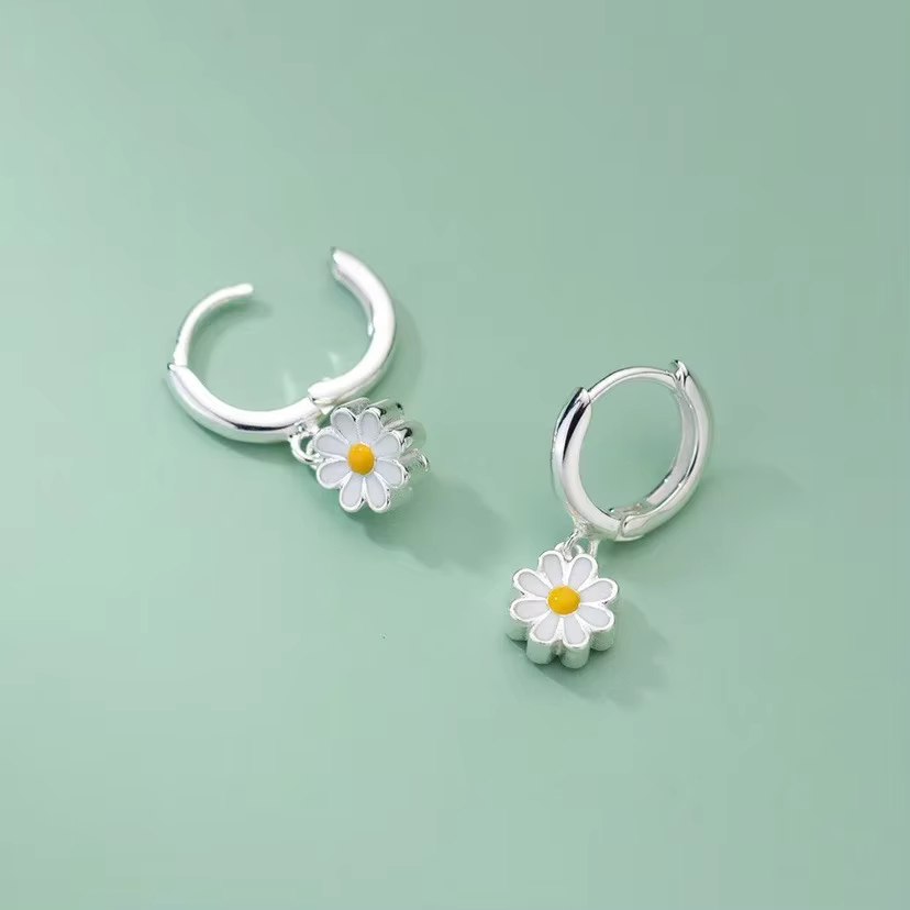 Boucles d'oreilles en argent Sterling 925, bijoux exquis de tempérament de tournesol, cadeau pour fe