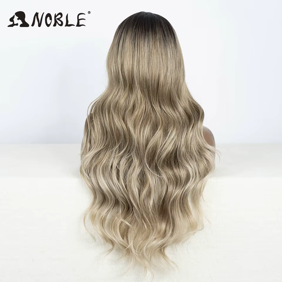Perruque Lace Front Wig synthétique 30 pouces-Noble, perruque Lace Wig longue ondulée 360 0mbre blon