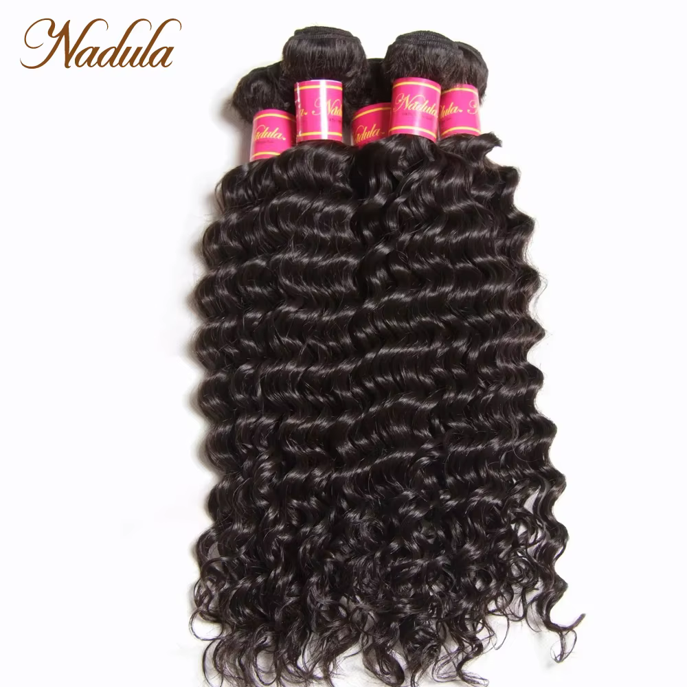 Tissage en lot péruvien Remy naturel Deep Wave-Nadula, cheveux humains, 12-26 pouces, richesse, docu