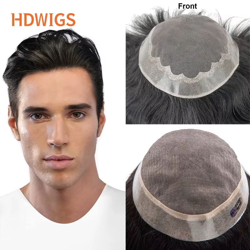 Perruques de prothèse capillaire pour hommes, Toupet masculin en PU fin mono et doux, Système de che