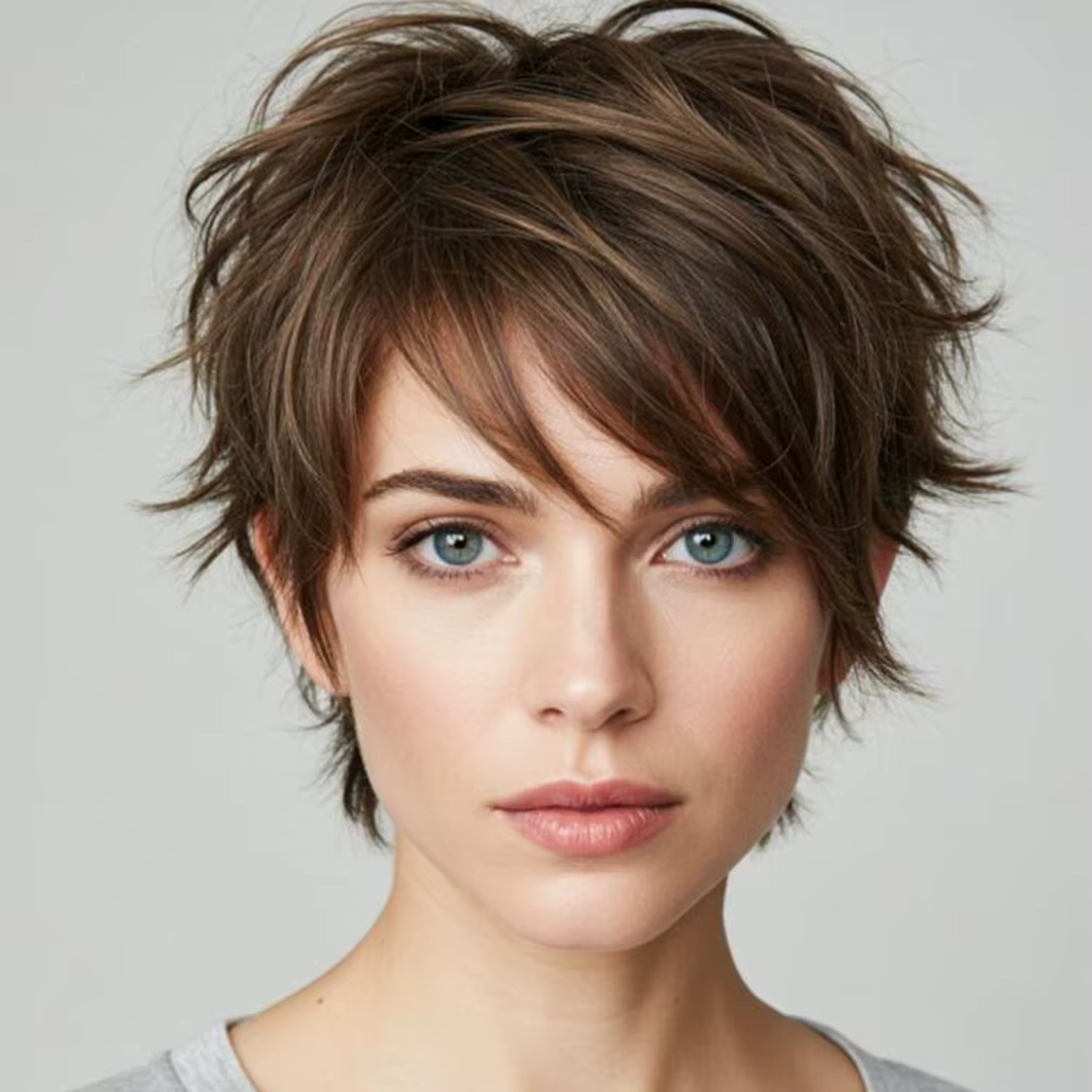 Perruque pour femme P4/27 Highlight, coupe pixie, cheveux humains avec frange, fabriquée à la machin