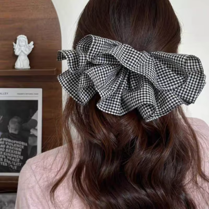 Grande pince à cheveux à carreaux noirs et rouges de bonne qualité, épingle à cheveux de printemps p
