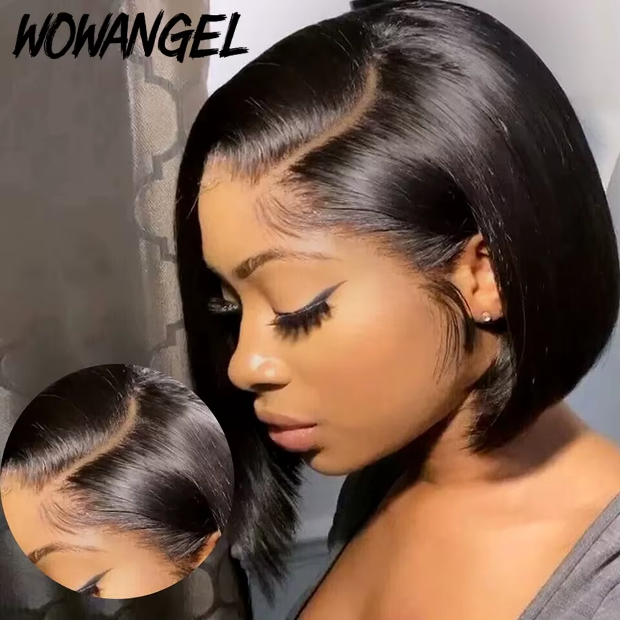 180% HD Lace Front Perruques Court Bob Perruque 100% Cheveux Humains Invisible HD Lace Front Pré Pin