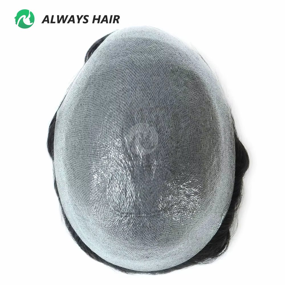 Unité de système de cheveux invisibles pour hommes, toupet à Base Super fine de 0.03 à.04mm, cheveux
