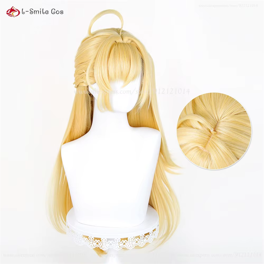 ZZZ Cissia – perruque de Cosplay synthétique de 72cm, perruques dorées mélangées avec queue de cheva