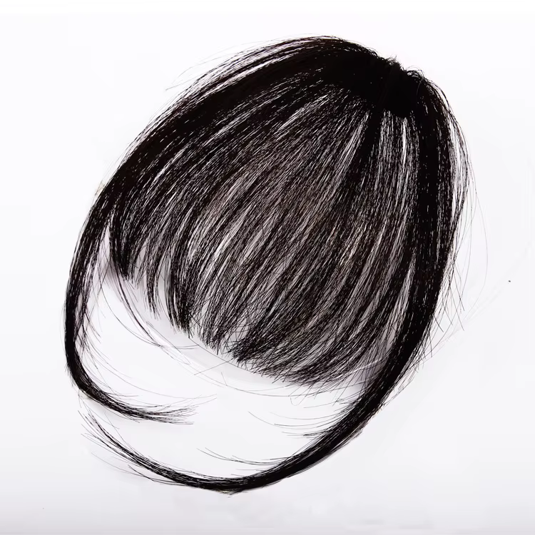 Frange frontale droite à clipser avec frange pour femme, postiche chignon en cheveux humains naturel