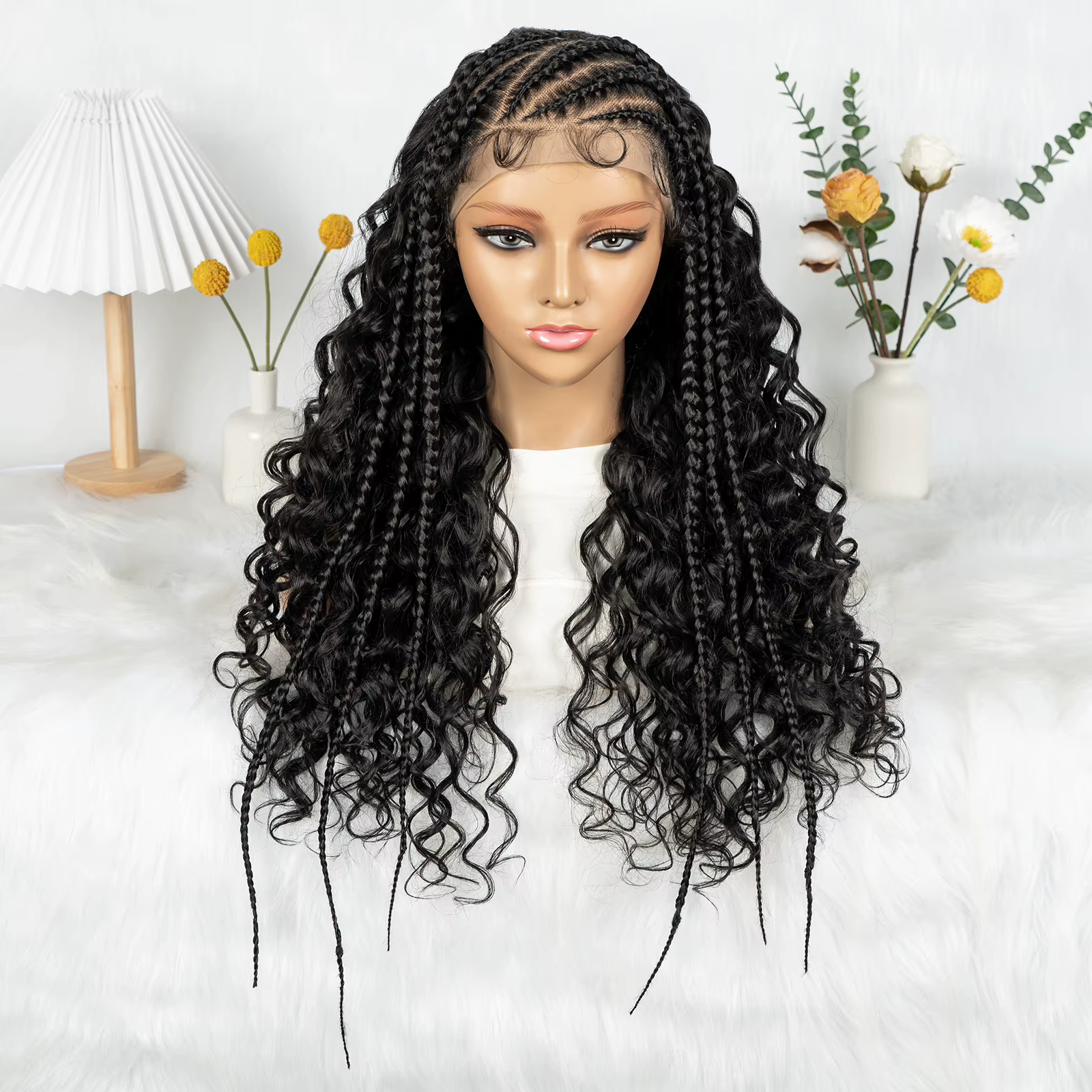 Cornrow – perruque Lace Front Wig synthétique tressée, 13x6, boîte sans nœuds, conception de séparat