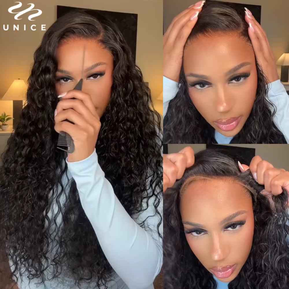 Unice cheveux cordon casquette 7x5 & 13x4 vague d'eau perruque de cheveux humains avec des cheveux d
