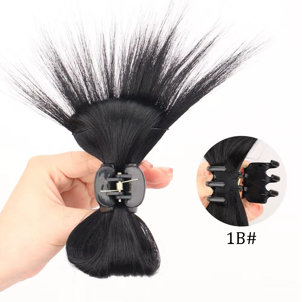 Extension de faux cheveux synthétiques chignon droit avec griffe Updo plume de poulet volant tête po