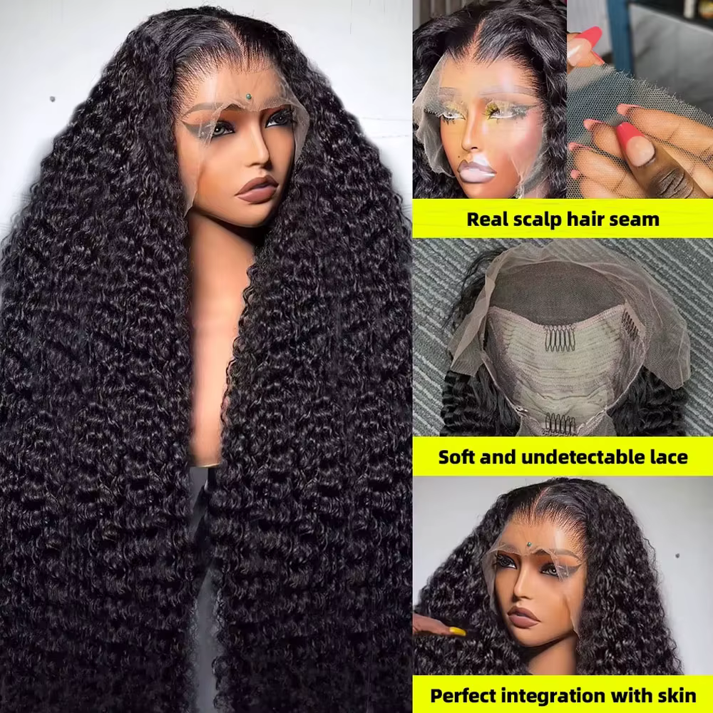 13x6 cheveux humains vierges brésiliens Jerry crépus boucles 250% densité vrais cheveux humains HD13