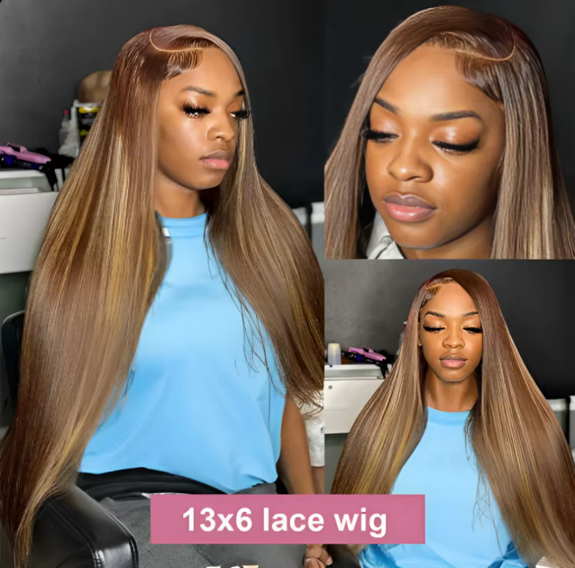 Perruque Highlight 30 pouces 13x4 13x6 HD Lace Frontal avec Ligne de Cheveux Naturelle Pré-épilée, B