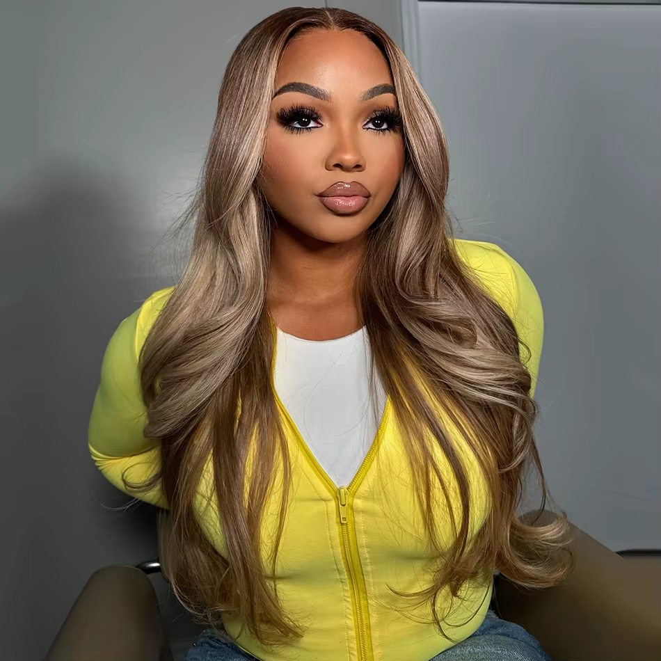 Perruques de cheveux humains de qualité salon, couleur platine toné professionnel avec mèches marron