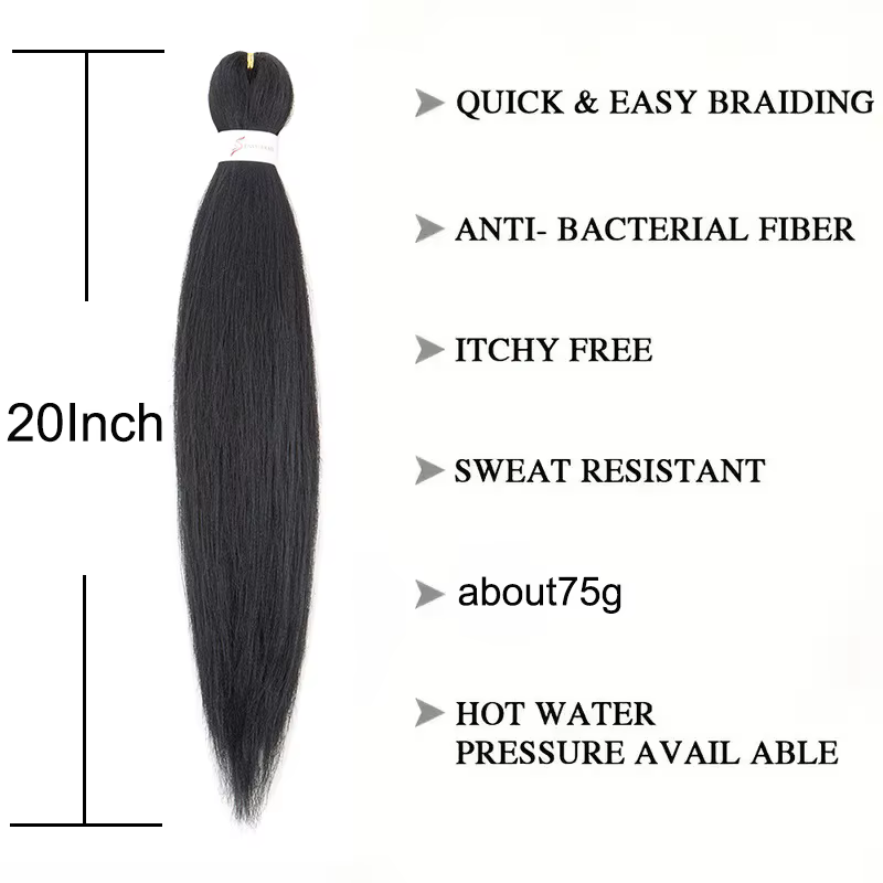 WIGSIN 20 pouces synthétique pré étiré Yaki Ez boîte tressage cheveux pour femmes Extension de cheve