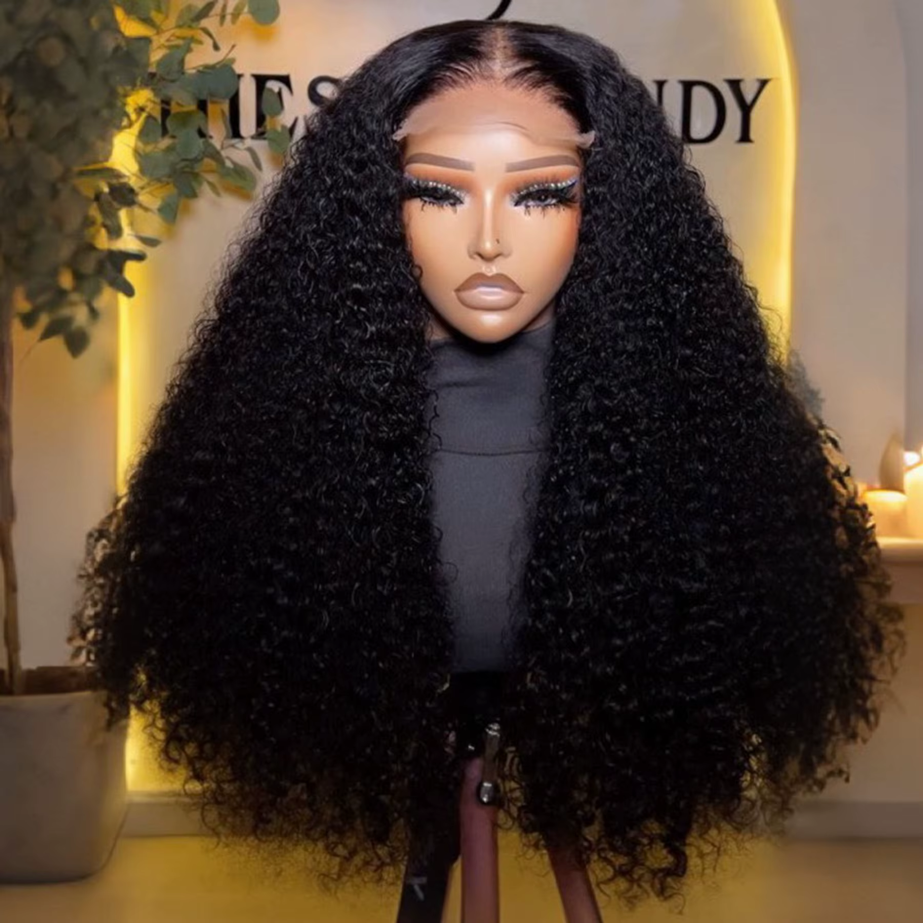 Perruque Lace Front Wig synthétique bouclée crépue 13x4x1, naissance des cheveux naturelle pour femm