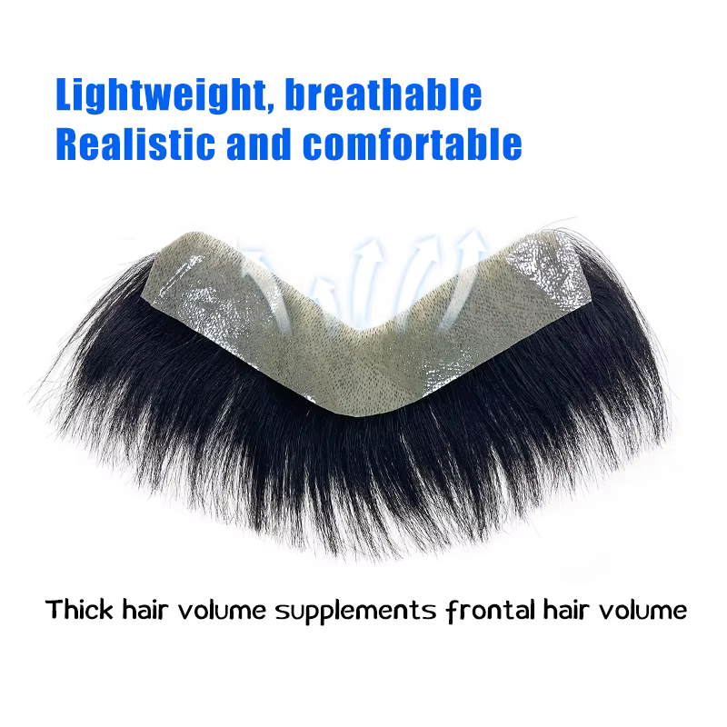 100% cheveux humains hommes PU V boucle avant toupet soigneusement pruneau naturel délié perruques R