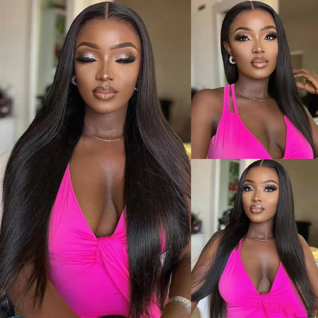 Perruques de cheveux humains lisses sans colle HD 13x6 250% Wear & Go, perruque frontale en dentelle
