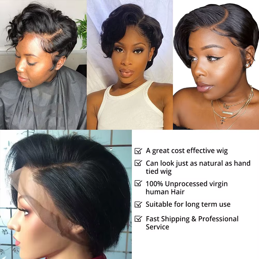 Perruque BOB Courte Perruque Raw Hair Sans Colle Perruque NaturePerruques Bob courtes os droit 13x4