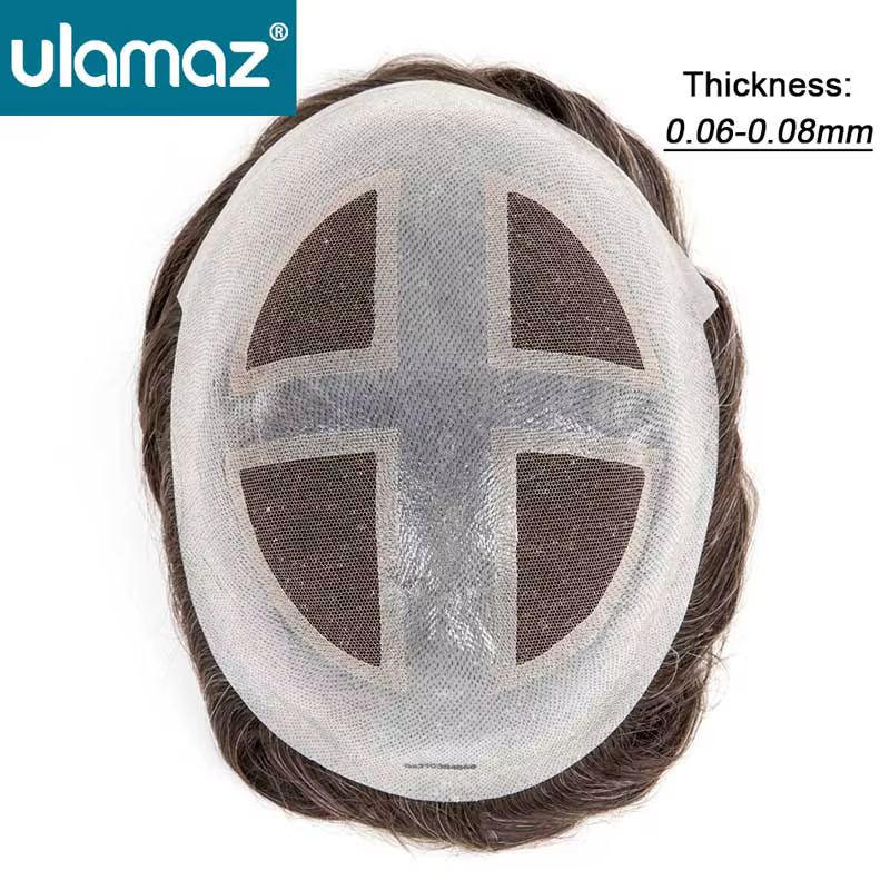 Homme prothèse de cheveux français dentelle peau système de cheveux pour hommes Microskin hommes pro