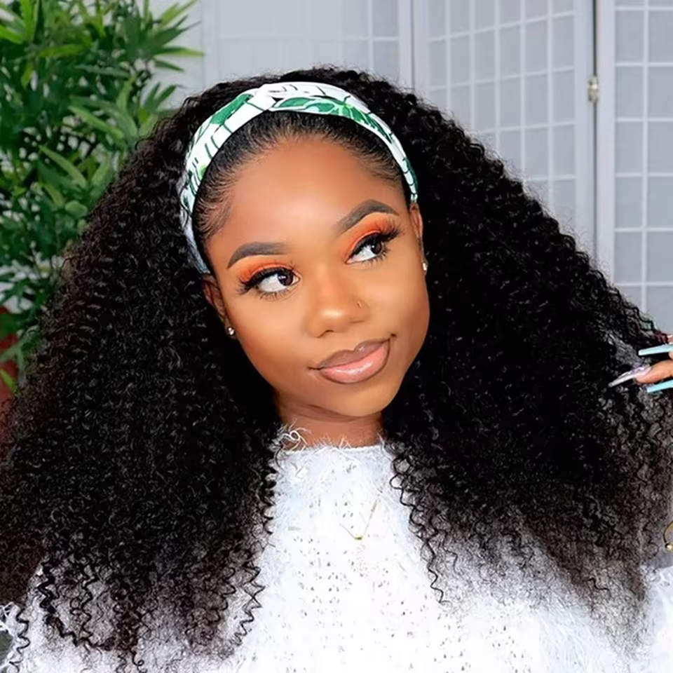 Perruques de cheveux humains naturels bandeau Afro crépus bouclés brésilien Remy perruques de cheveu