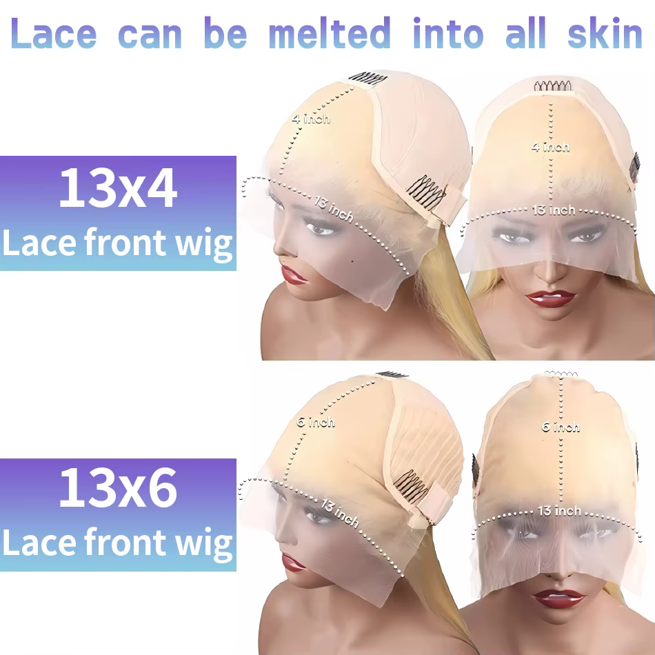 Perruque Blonde Lisse 613 HD Lace Frontale 13x6 13x4 Transparente Brésilienne Lisse Lace Front Wigs 