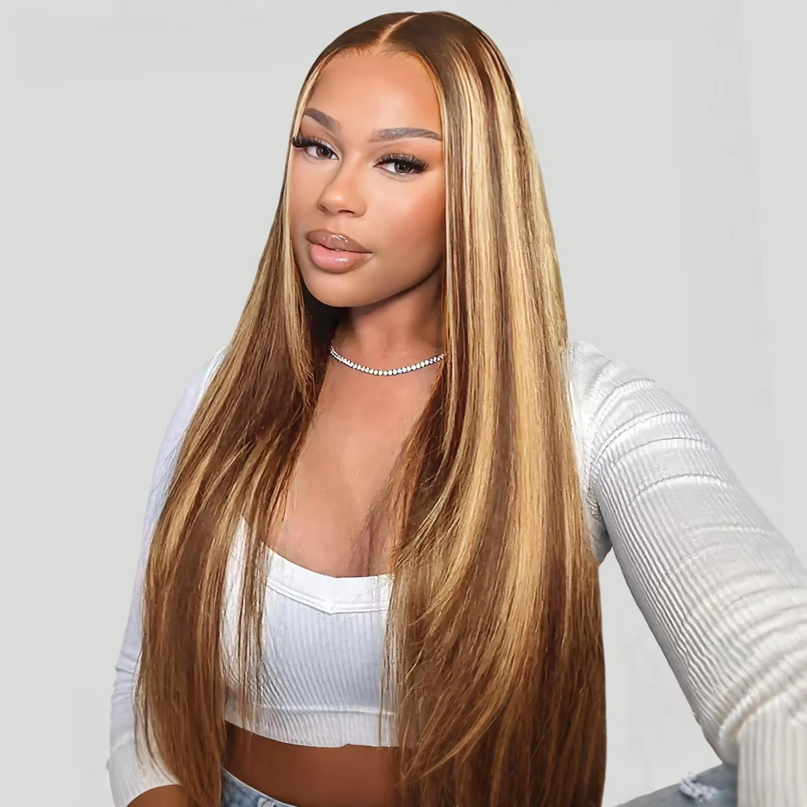 Perruque à mèches de cheveux humains 13X6 avec dentelle frontale HD, perruque droite en cheveux huma