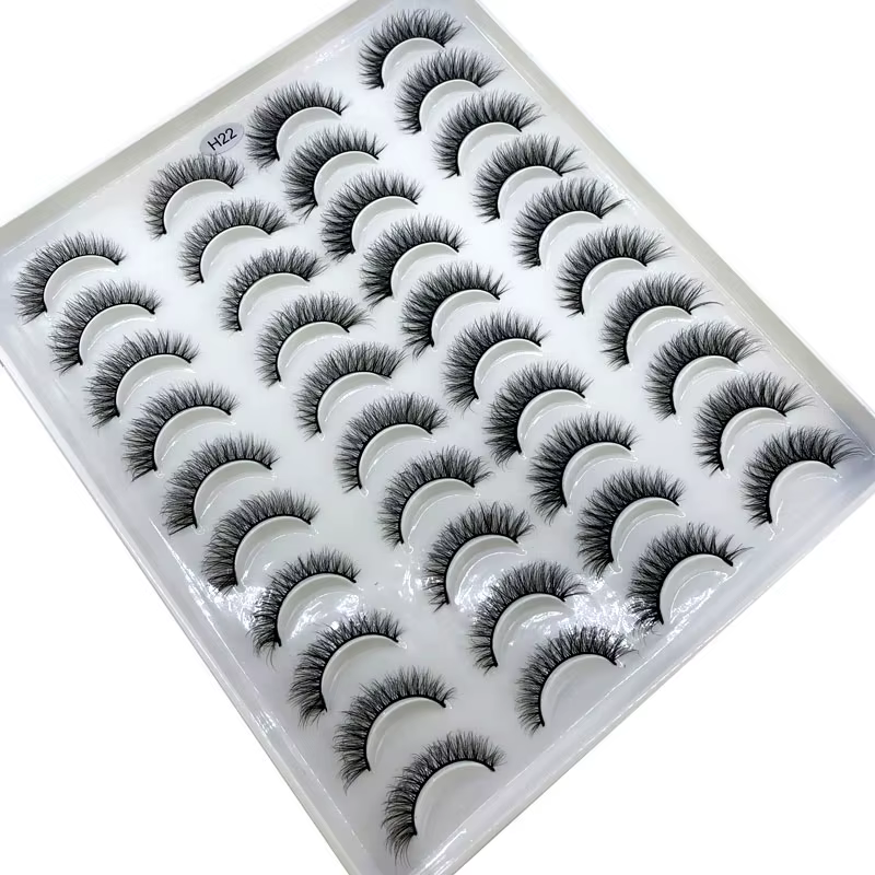 Faux-cils 3D en faux vison, 20 paires, naturels, dramatiques, moelleux, doux, contaminants, volume c