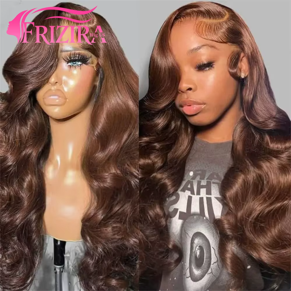 Perruque Lace Front HD 13x6 en cheveux humains, 30 pouces, Perruque Lace Frontal 13x4, couleur marro