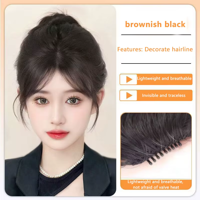 Porter une frange droite synthétique frange d'air Extension de cheveux frange de cheveux naturels po