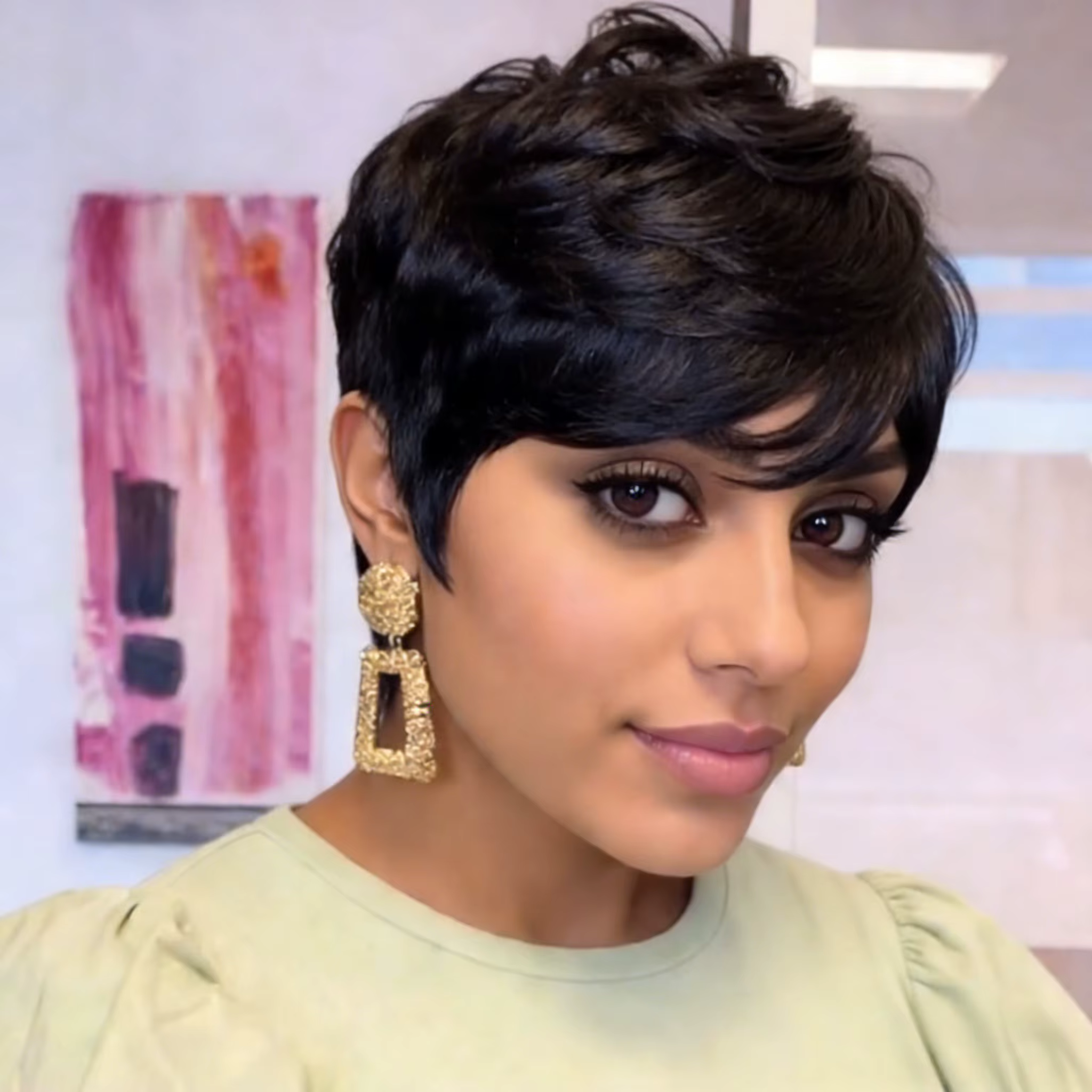 Perruques coupe Pixie pour femmes, perruque brésilienne en cheveux humains, perruques courtes entièr