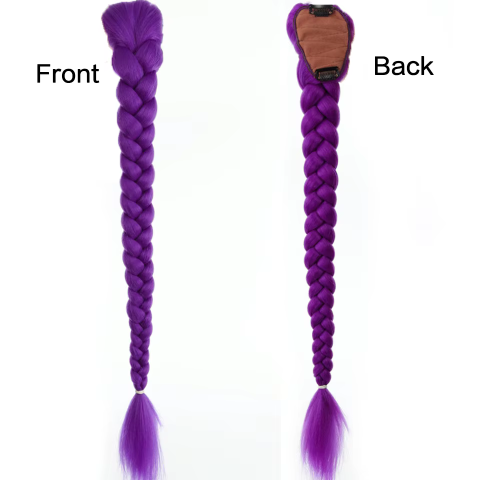 Queue de cheval tressée synthétique violette, coiffure de Costume longue de 26 pouces avec Clips pou