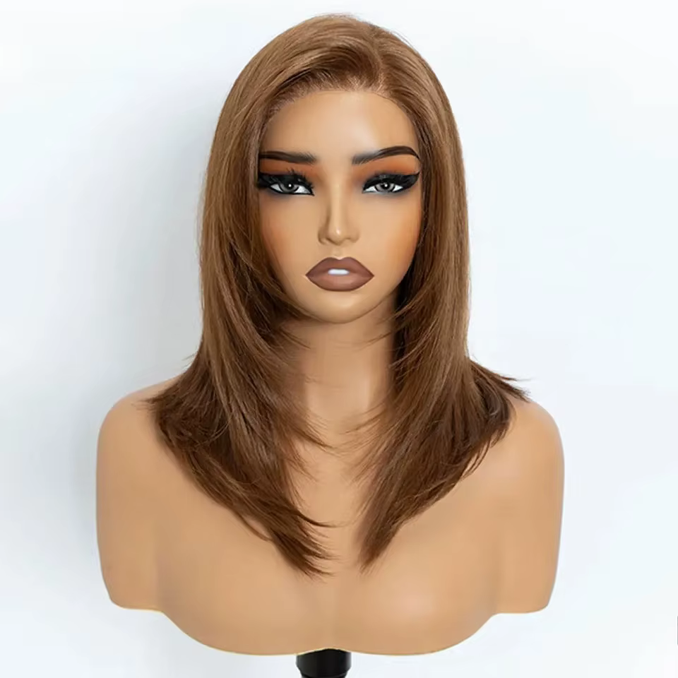 Perruque Lace Front Synthétique Noble 13X3, coupe Bob, avec raie libre, pré-épilée, 16 pouces, lisse