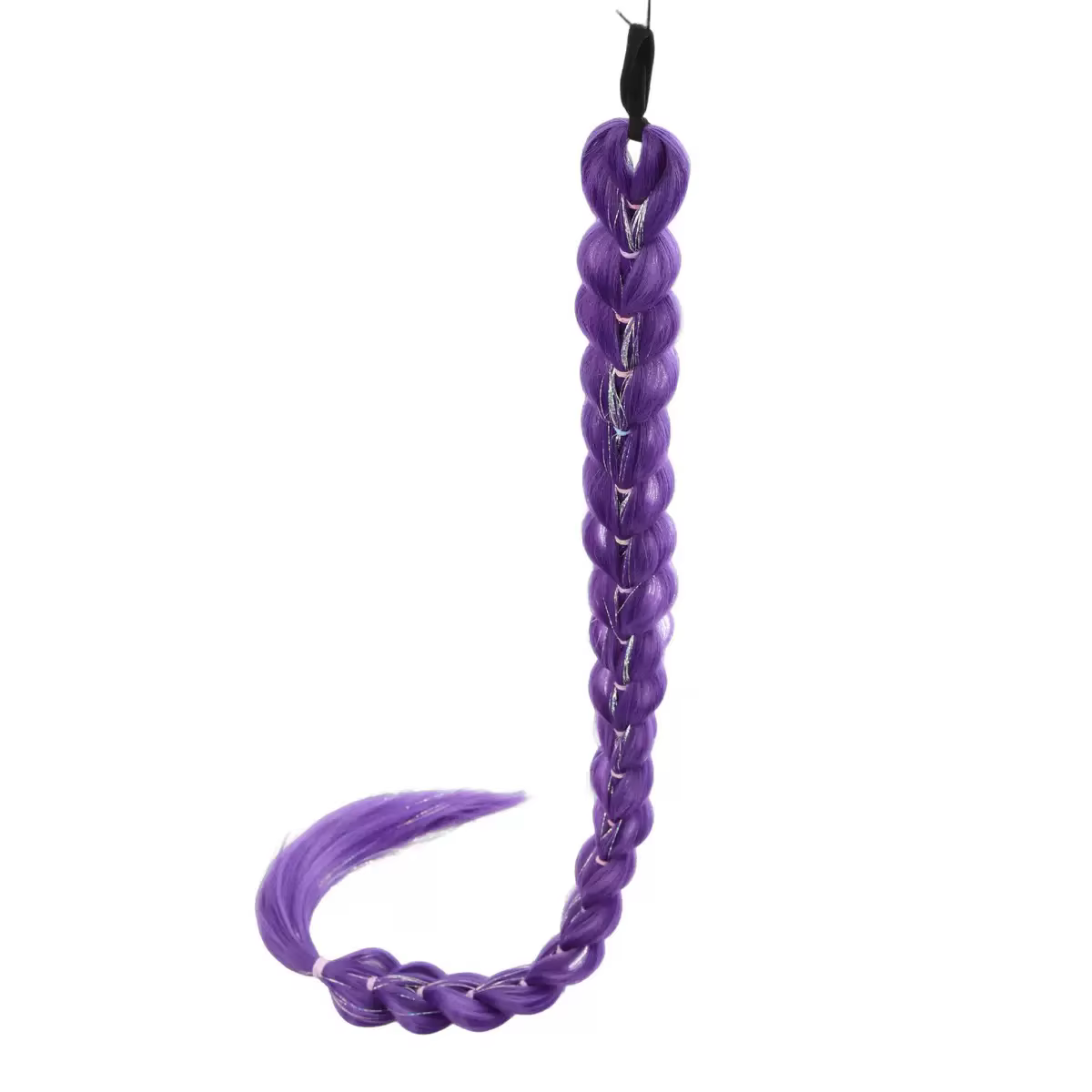 Perruque tressée synthétique violette de 32 pouces, pailletée et métallisée, pour costume de Noël po