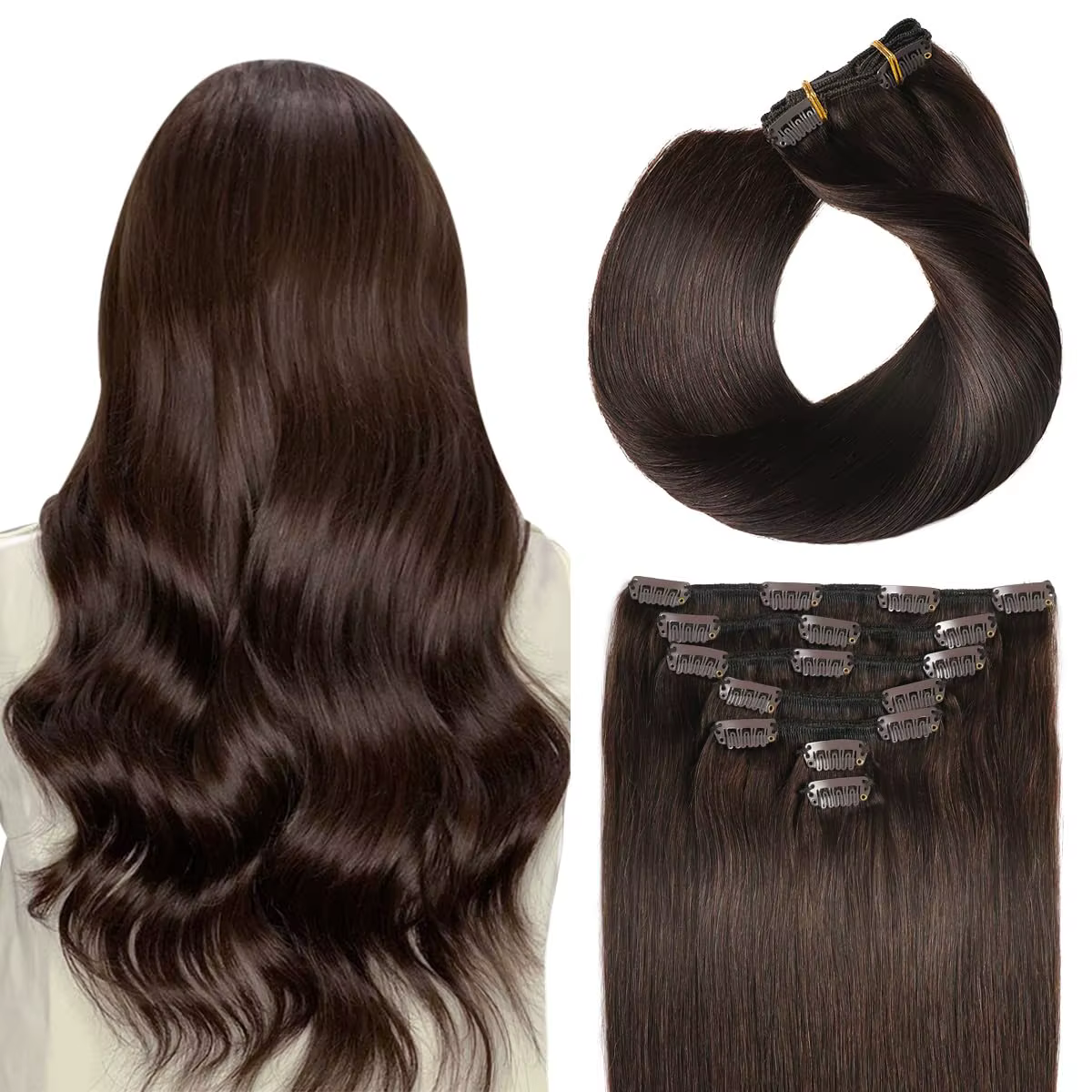 Extensions de cheveux à clips de 18/20/22 pouces, 16 cartes, 7 pièces, extensions de cheveux lisses 
