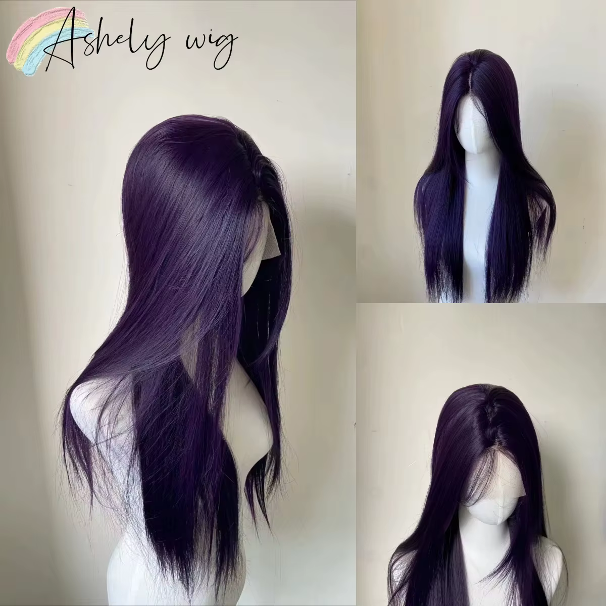 Perruque Lace Front Wig synthétique violette foncée 13x4, perruque longue et lisse pour femmes, usag
