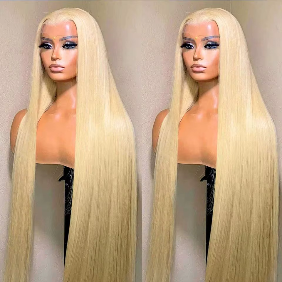 Perruque Lace Front Wig sans colle naturelle, cheveux lisses, blond 613, 13x4 HD, 30 pouces, 613