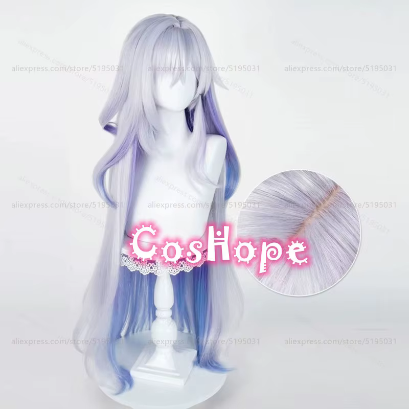 Skirk Cosplay perruque 95 cm longue perruque argent blanc bleu dégradé perruque Anime Cosplay perruq