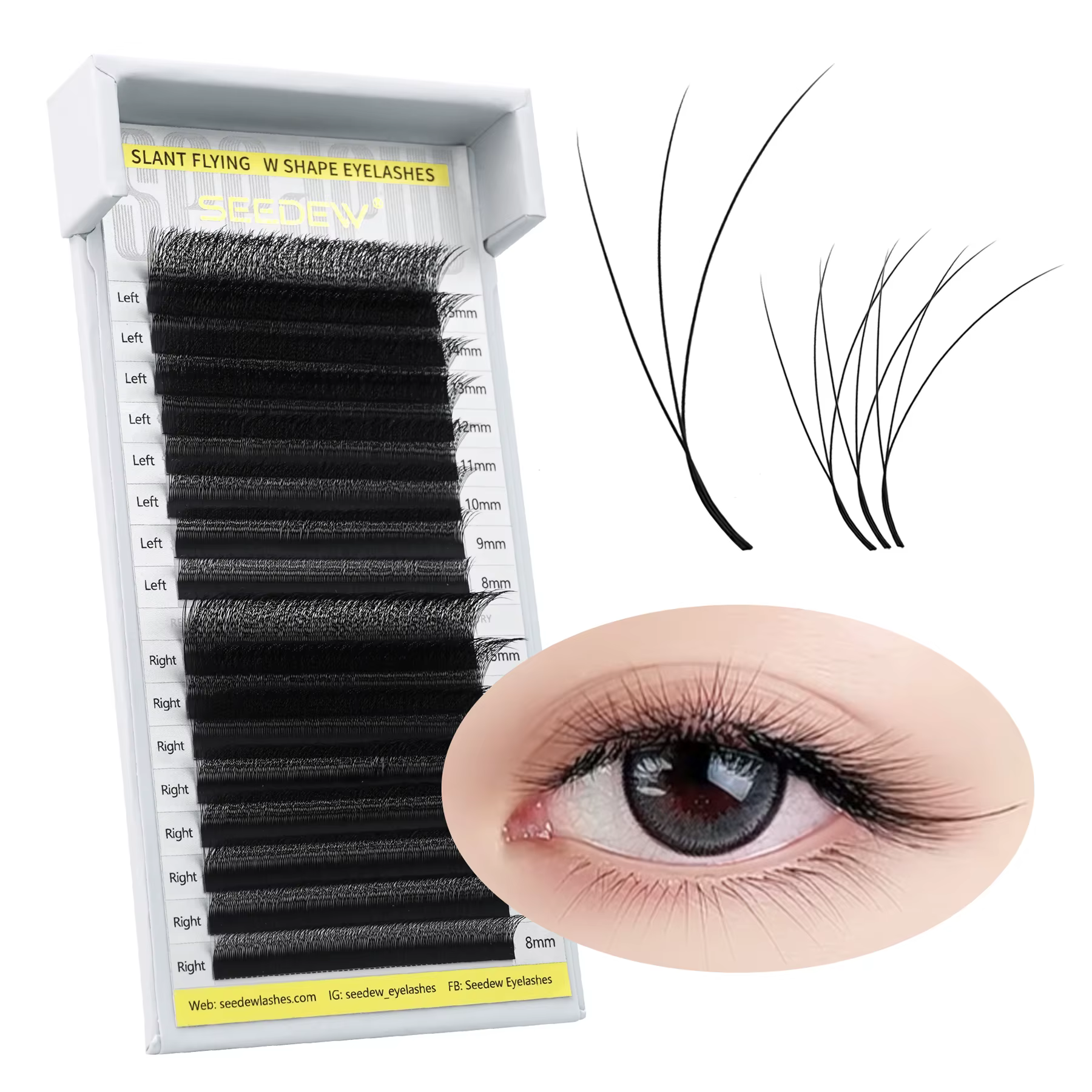 SEEDEW Fox 5D Extensions de cils en forme de W, série Air, volume naturel doux, cils effet œil de re
