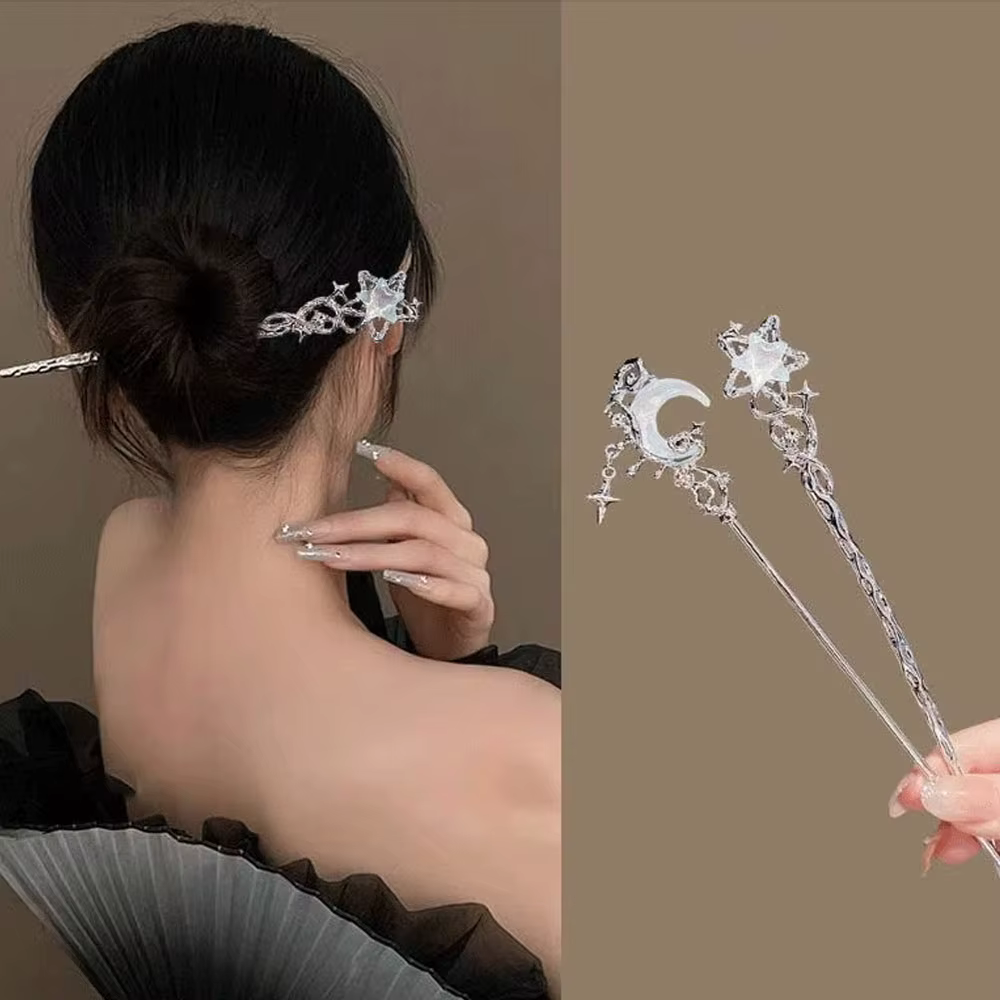 Épingle à cheveux française pour femmes, accessoires pour cheveux, étoiles douces, lune, pierres pré