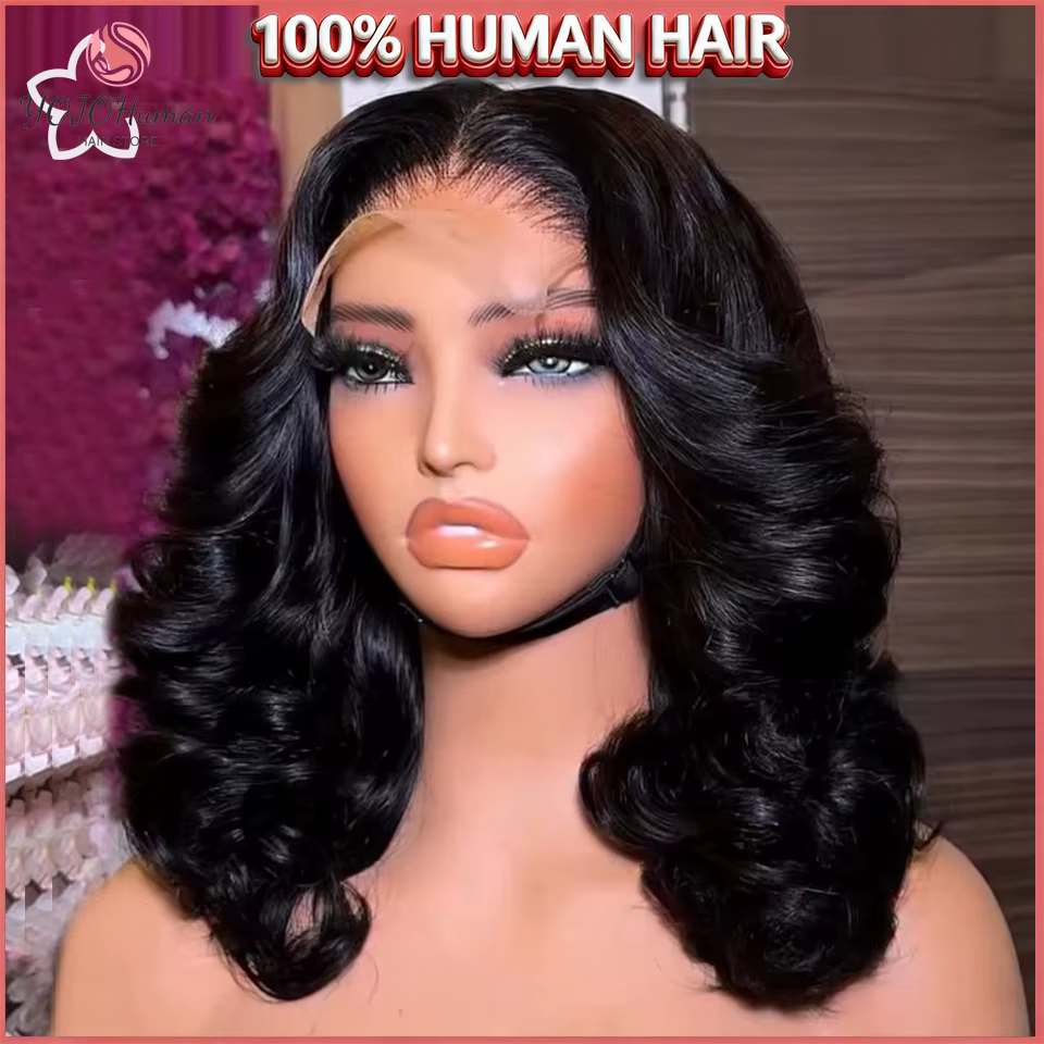 Perruque Courte Bob Body Wave 13x4 Sans Colle Cheveux Humains Brésiliens Prête à Porter Perruque Fro