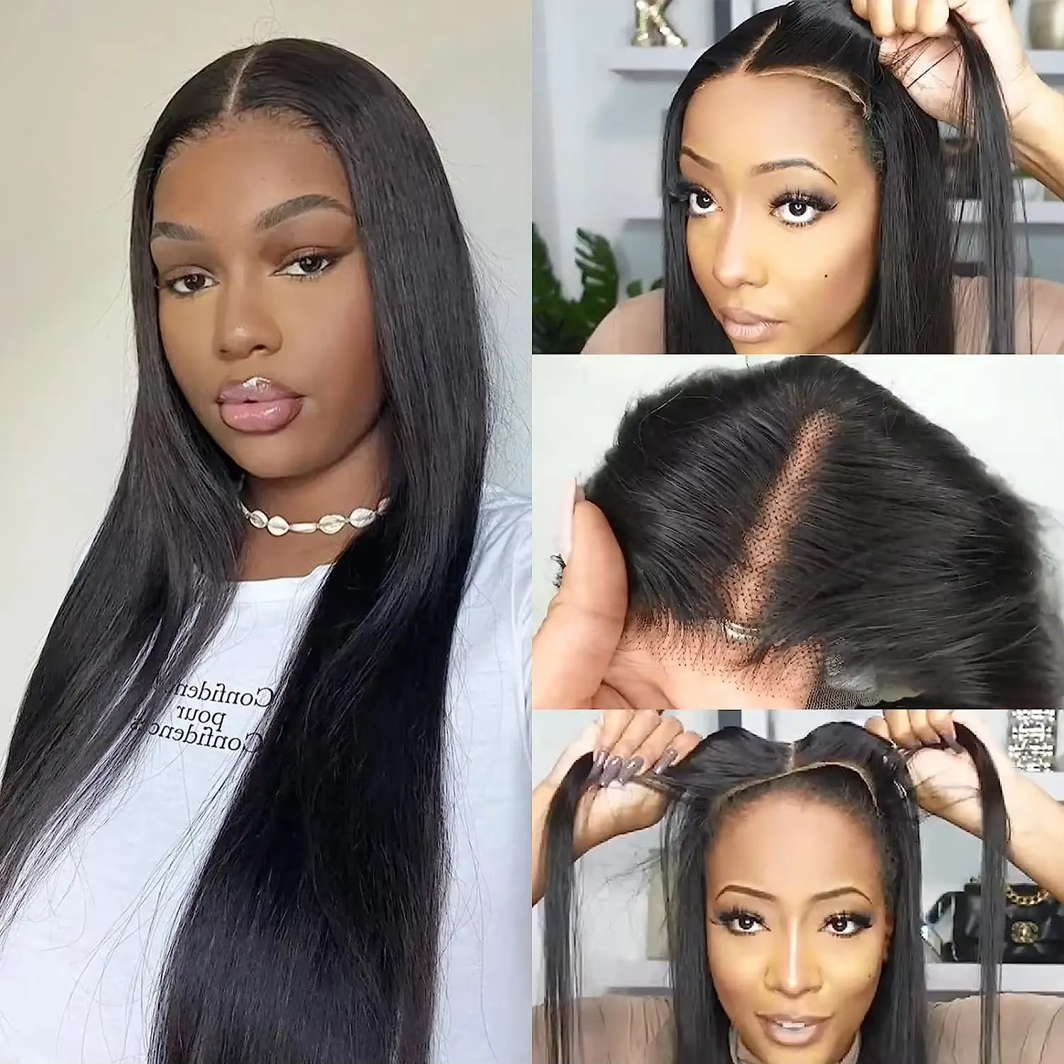 Bling hair 6X4 Glueless Wig Human Hair Ready to Wear Wigs for Women Straight Lace Frontal Wig PreCut