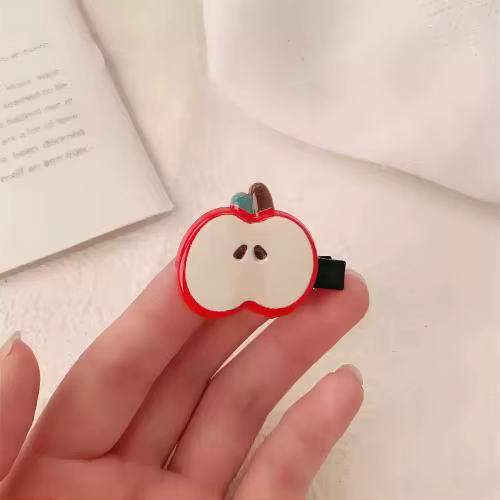 Délicieux grande pomme épingle à cheveux mignon doux fille coeur dessin animé frange bord pince coif